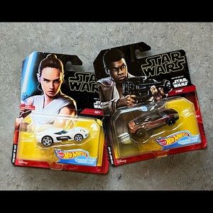 Hot Wheels Star Wars Toy Cars Rey Finn New Easter Basket set of 2 Discontinued